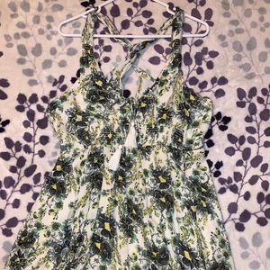 Free People Floral Mini Dress - Green and Yellow